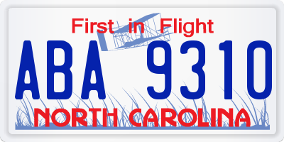 NC license plate ABA9310