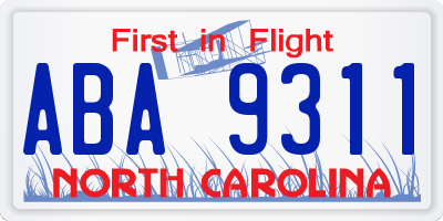 NC license plate ABA9311