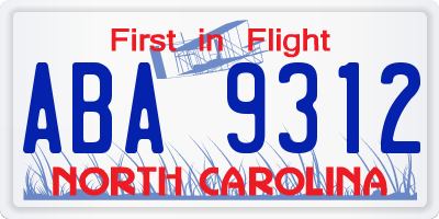 NC license plate ABA9312