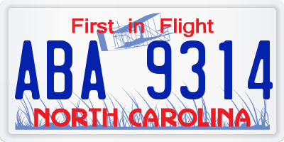 NC license plate ABA9314