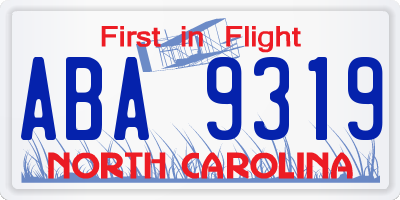 NC license plate ABA9319