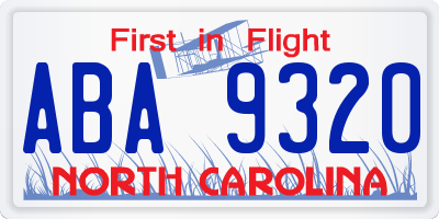 NC license plate ABA9320