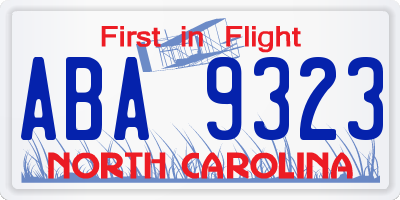 NC license plate ABA9323