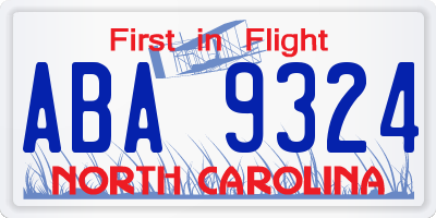 NC license plate ABA9324