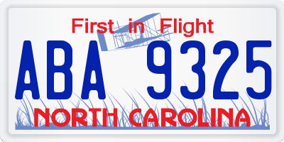 NC license plate ABA9325