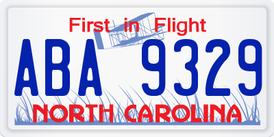 NC license plate ABA9329