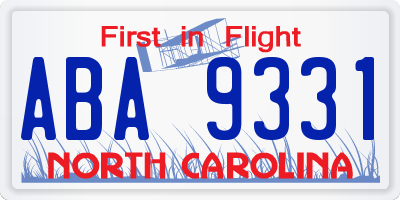 NC license plate ABA9331