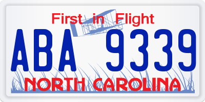 NC license plate ABA9339