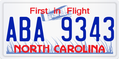 NC license plate ABA9343