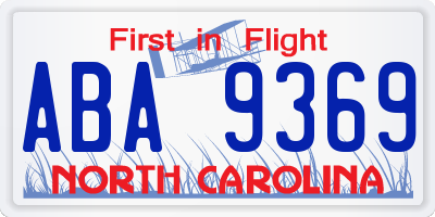 NC license plate ABA9369