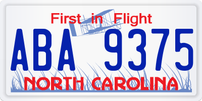NC license plate ABA9375
