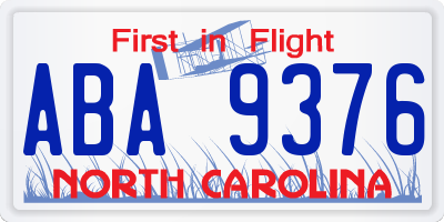 NC license plate ABA9376