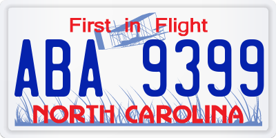 NC license plate ABA9399