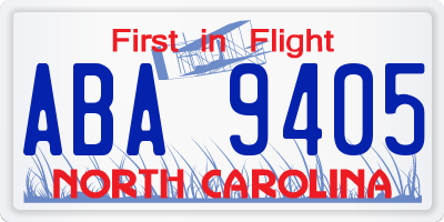 NC license plate ABA9405