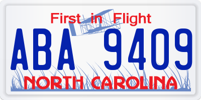 NC license plate ABA9409
