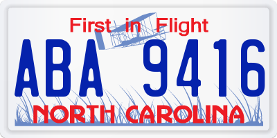NC license plate ABA9416