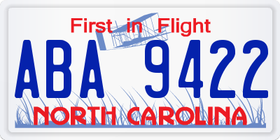 NC license plate ABA9422