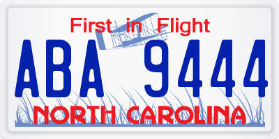NC license plate ABA9444