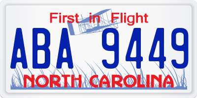 NC license plate ABA9449