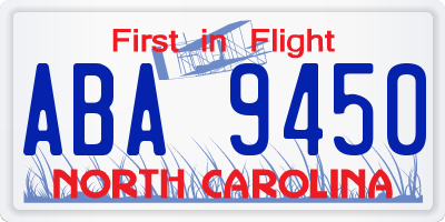 NC license plate ABA9450