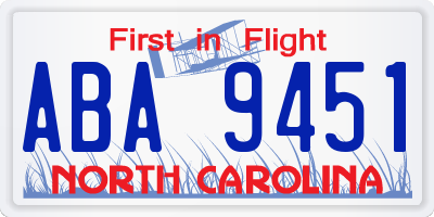 NC license plate ABA9451