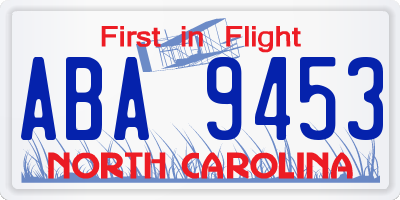 NC license plate ABA9453