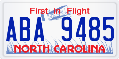 NC license plate ABA9485