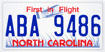 NC license plate ABA9486