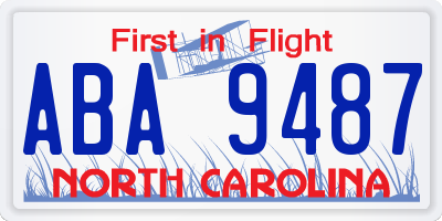 NC license plate ABA9487