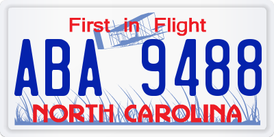 NC license plate ABA9488