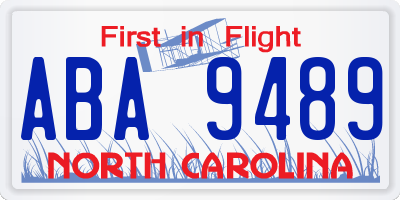 NC license plate ABA9489