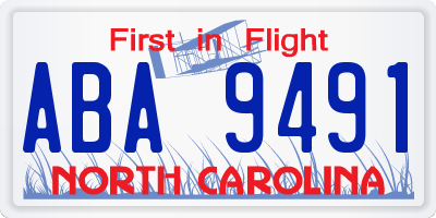 NC license plate ABA9491