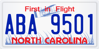 NC license plate ABA9501