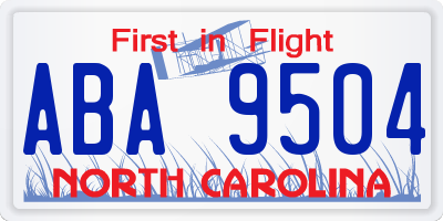 NC license plate ABA9504