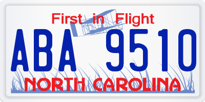 NC license plate ABA9510