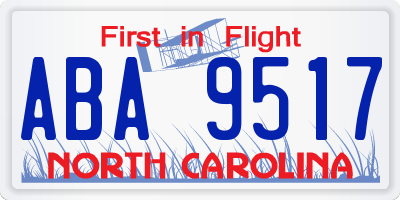 NC license plate ABA9517