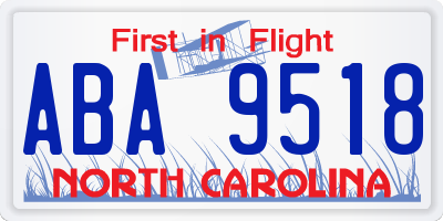 NC license plate ABA9518