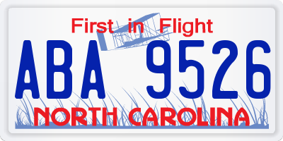 NC license plate ABA9526
