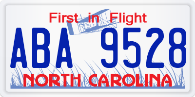 NC license plate ABA9528