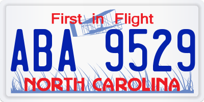 NC license plate ABA9529