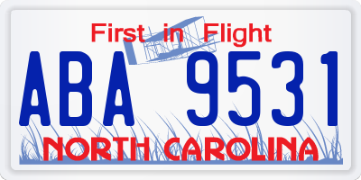 NC license plate ABA9531
