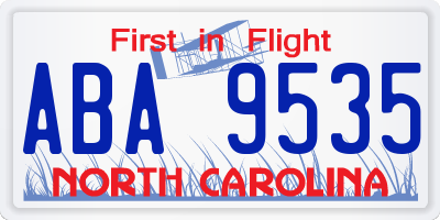 NC license plate ABA9535
