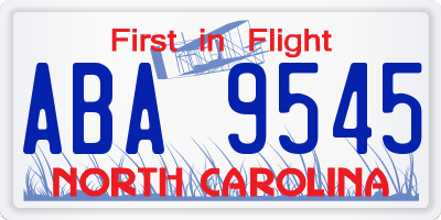 NC license plate ABA9545