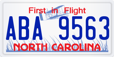 NC license plate ABA9563