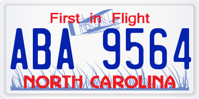 NC license plate ABA9564