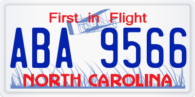 NC license plate ABA9566