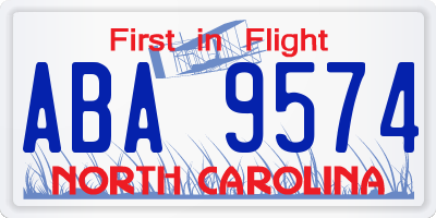NC license plate ABA9574