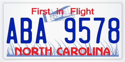 NC license plate ABA9578