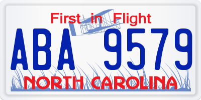NC license plate ABA9579
