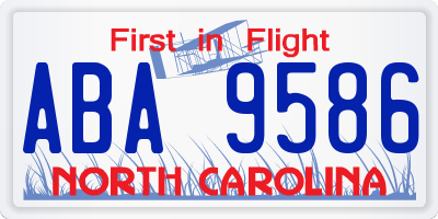 NC license plate ABA9586
